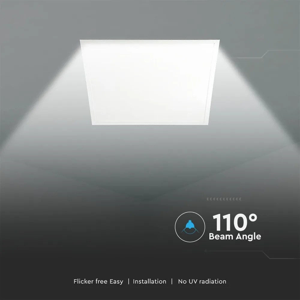 Panou LED incastrat 10219-VT, 36W, 595x595mm, 4320lm, lumina rece, alb, IP20, V-TAC