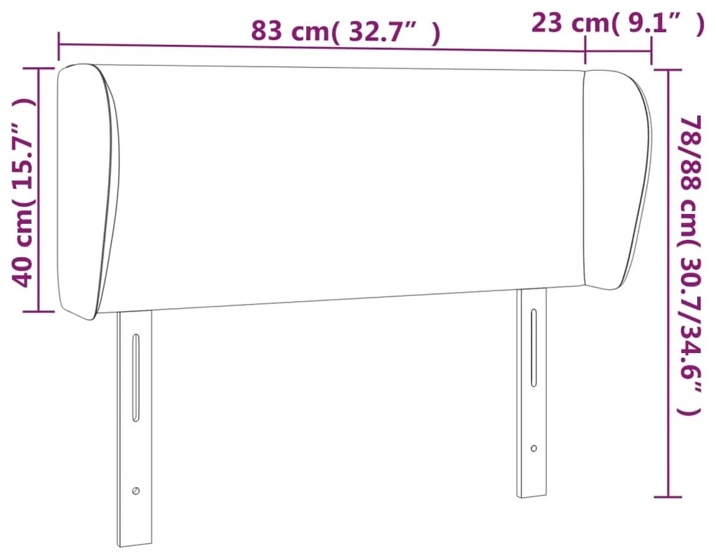 Tablie de pat cu aripioare gri inchis 83x23x78 88 cm catifea 1, Morke gra, 83 x 23 x 78 88 cm