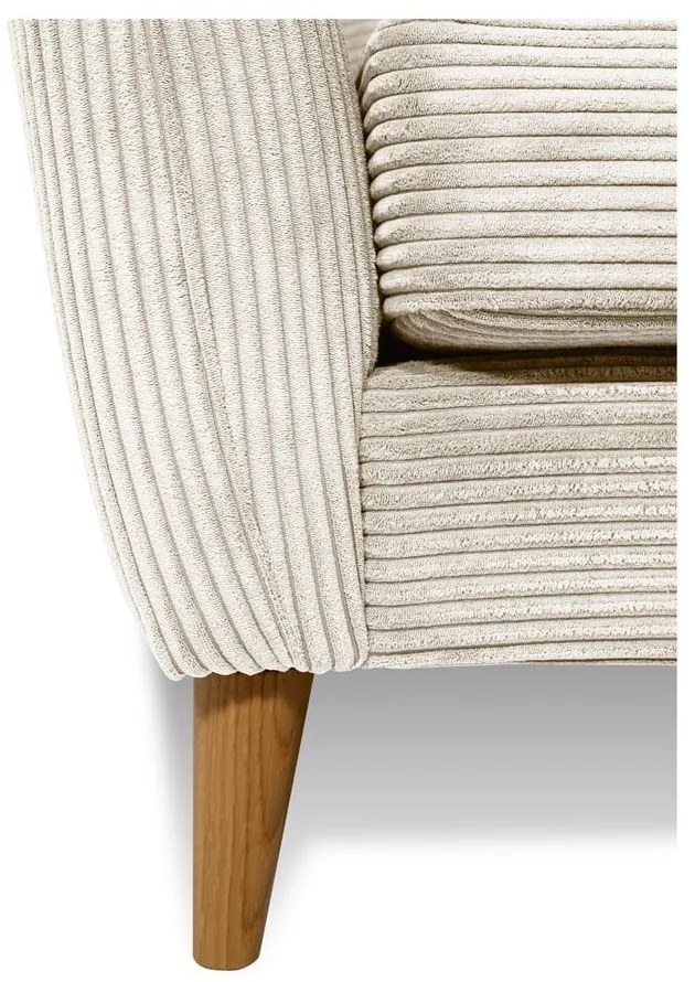 Canapea albă cu tapițerie din catifea reiată 170 cm Paris – Scandic