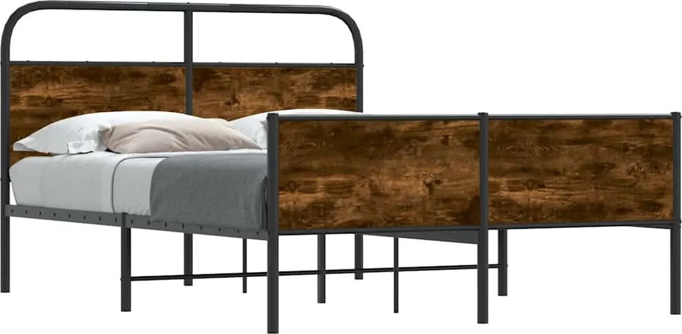 vidaXL Cadru de pat fără saltea 120x190 cm Lemn derivat stejar Sonoma