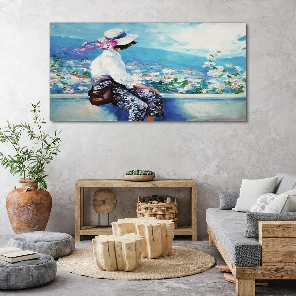 Tablou canvas Femei peisaj urban Munții