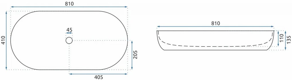 Lavoar pe blat Rea Cleo 81 cm alb