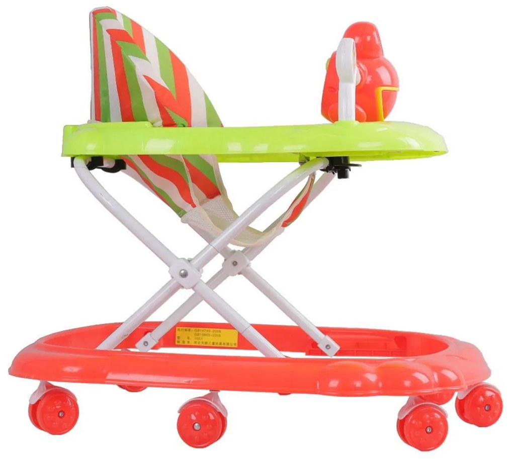 Premergator Reglabil in 3 Trepte Jolly Kids™ Broscuta, Pliabil, 8 Roti, Cu Melodii, Rosu