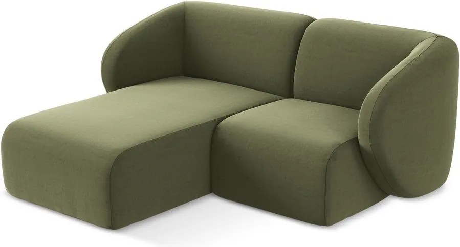 Colțar verde cu tapițerie din catifea (cu colț pe partea stângă/cu șezlong) Lani – Makamii