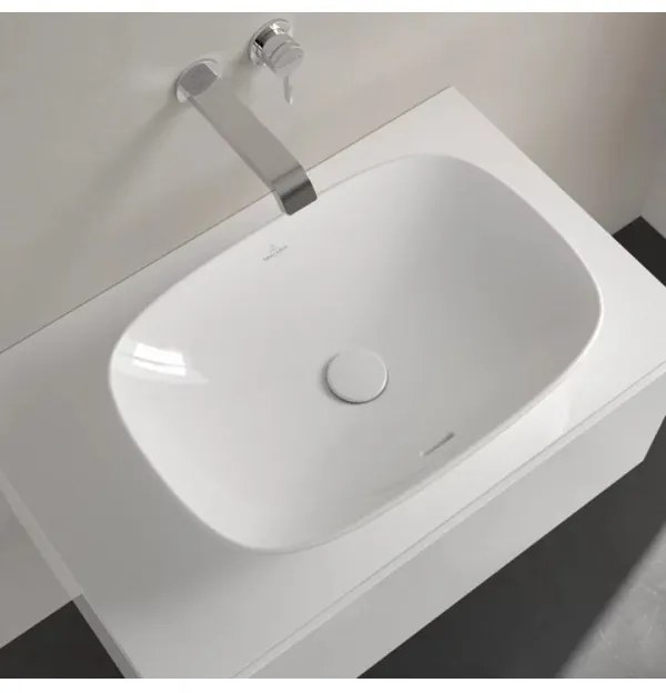 Lavoar pe blat, Villeroy&amp;Boch Loop&amp;Friends, material TitanCeram, 56x38cm, Alb Alpin, 4A490001