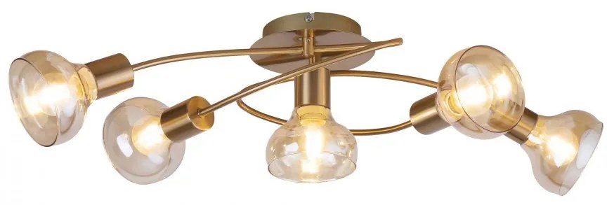 Lustra aplicata design modern Holly 5L auriu/amber