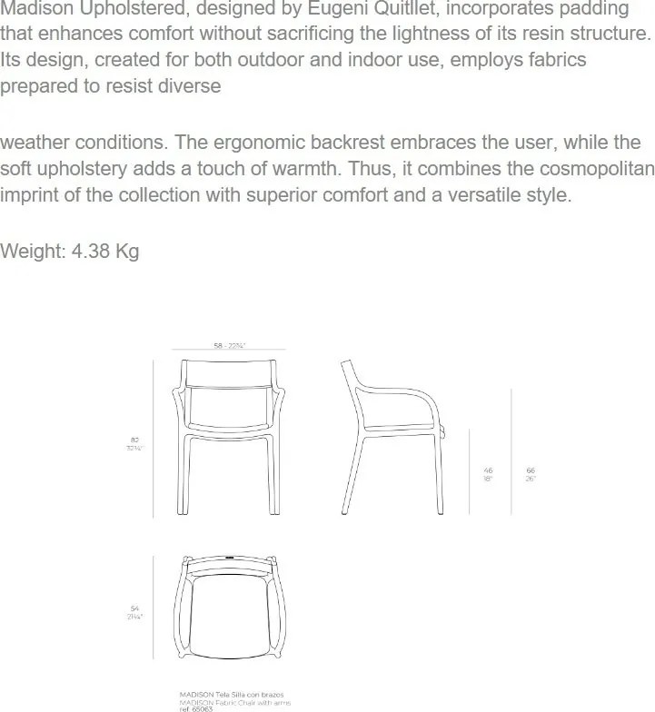 Set de 4 scaune exterior MADISON tapitat