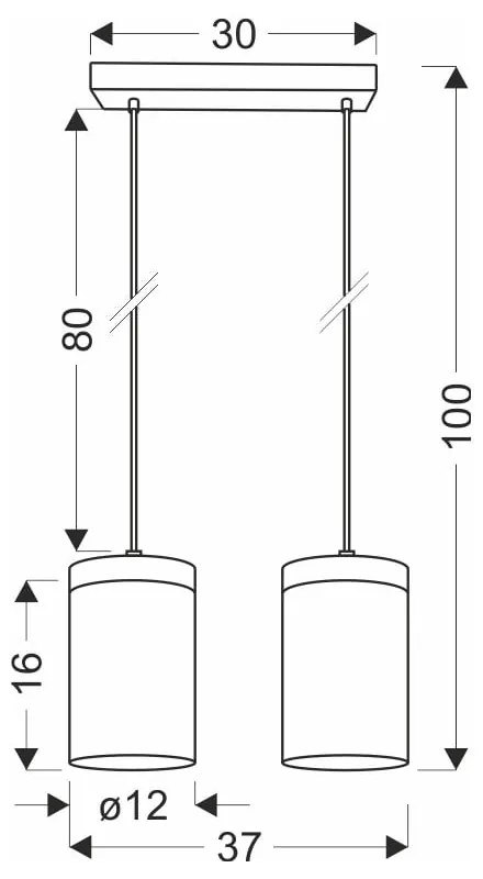 Lustră neagră-în culoare naturală cu abajur din sticlă ø 12 cm Wels – Candellux Lighting