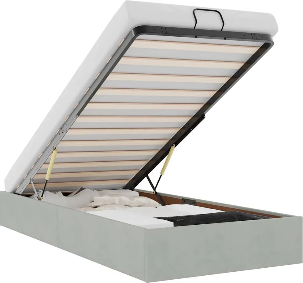 vidaXL Cadru de pat otoman fără saltea Gri deschis 90x190 cm catifea