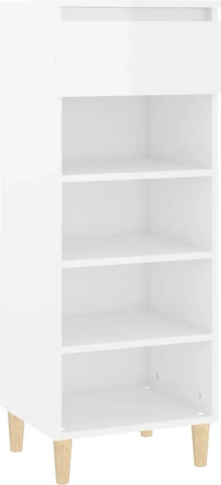 vidaXL Pantofar, alb extralucios, 40x36x105 cm, lemn compozit