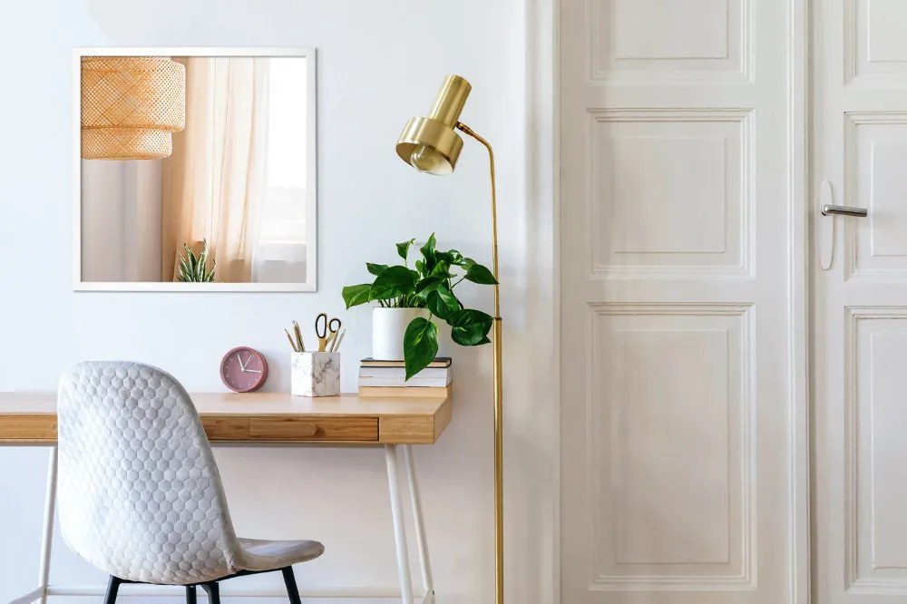 Oglinda decorativa dreptunghiulara cadru din MDF alb 70x50 cm