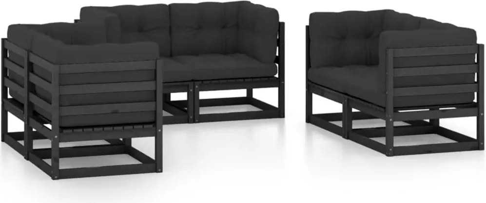 vidaXL Set mobilier de grădină cu perne, 6 piese, lemn masiv de pin