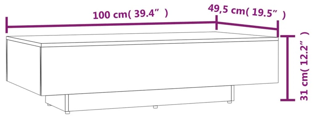 Masuta de cafea, alb extralucios, 115x60x31 cm, PAL 1, Alb foarte lucios, 115 x 60 x 31 cm