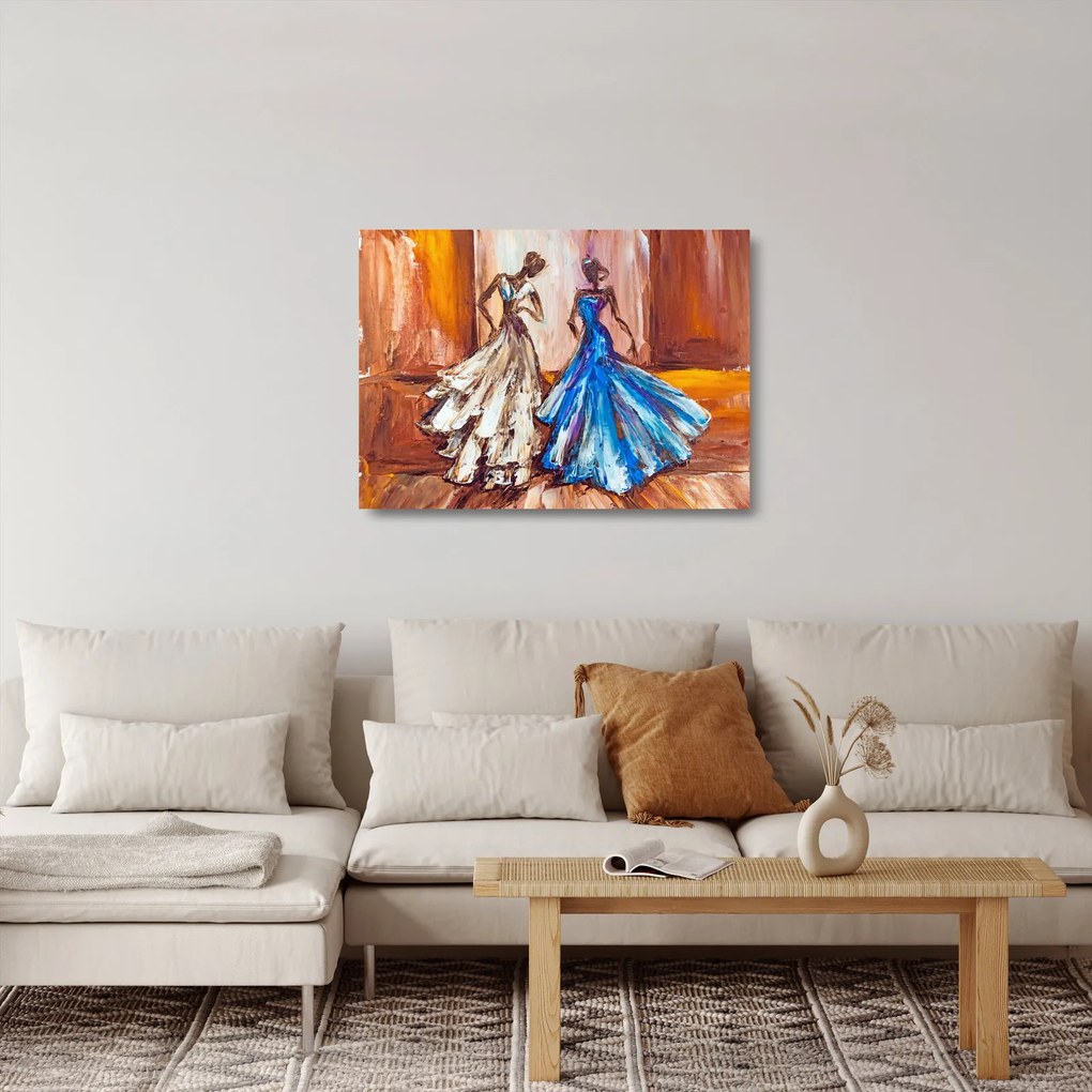 Tablou pe sticlă - Dansatoare, pictură în ulei (70x50 cm)