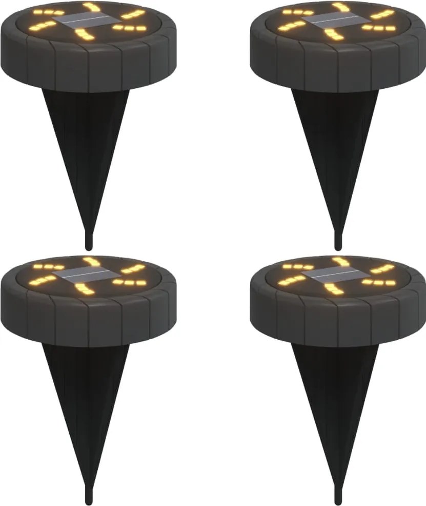 vidaXL Lămpi solare cu țăruși de sol pentru exterior, 4 buc. alb cald