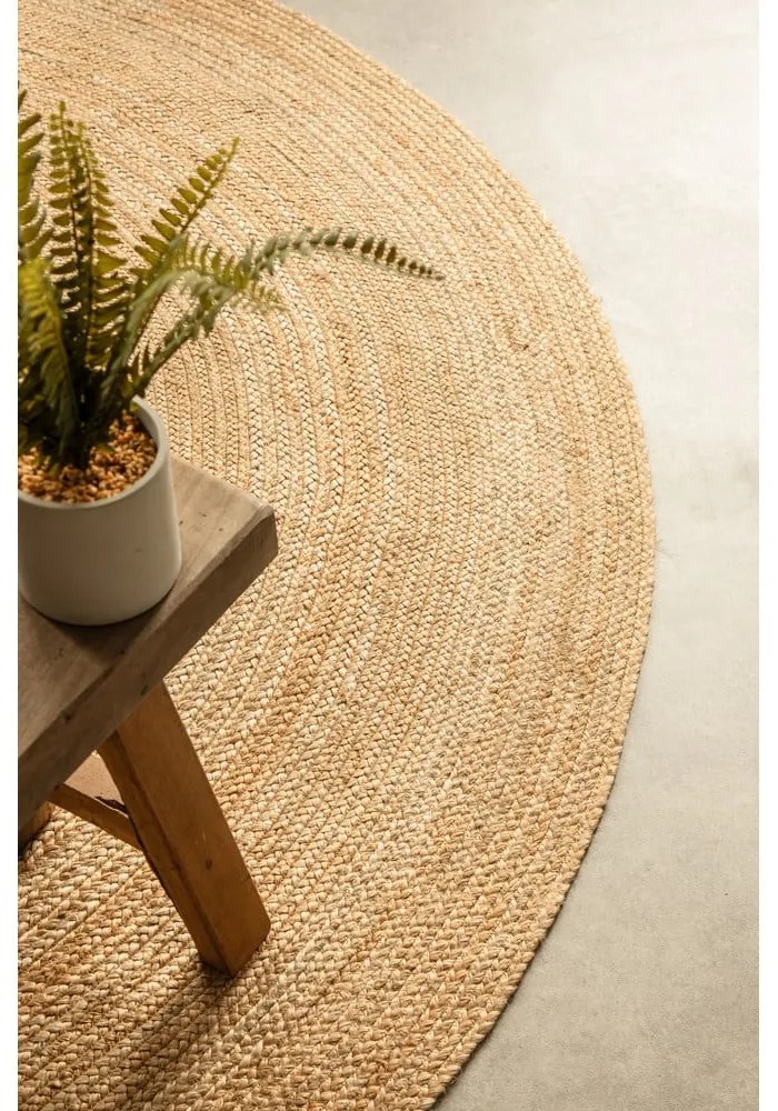 Covor în culoare naturală reversibil rotund din iută ø 140 cm Braided Gold – Hanse Home