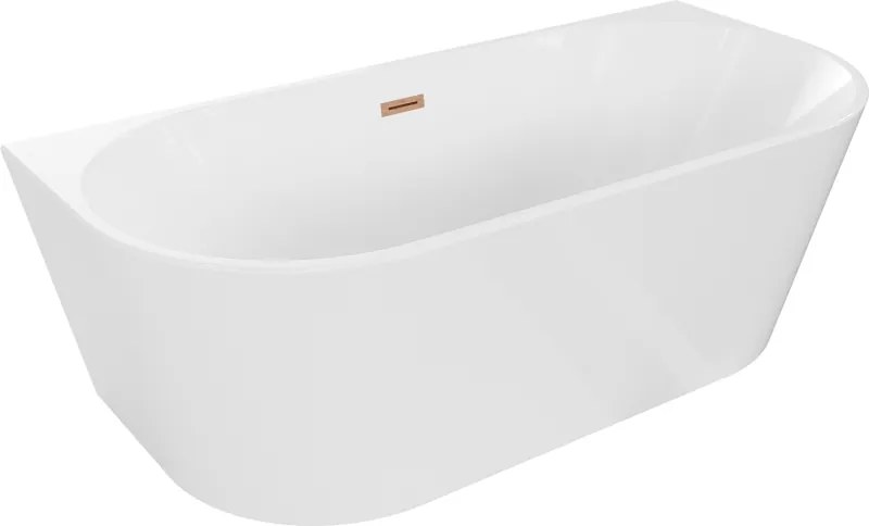 Mexen Oval cadă freestanding de perete 150 x 75 cm, albă, cu preaplin din cupru periat - 52671507500-65