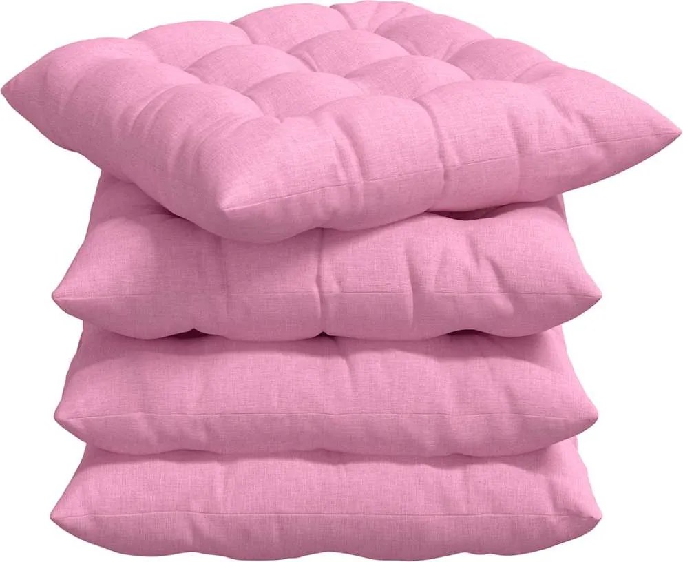 vidaXL Perne de Șezut 4 pcs Roz 40 x 40 x 6 cm țesătură