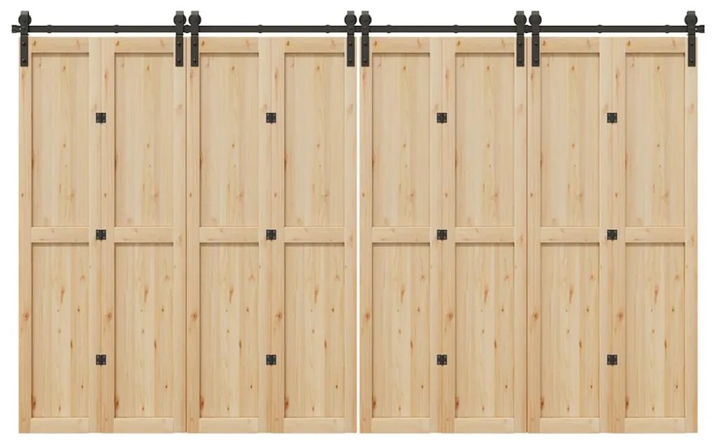 vidaXL Set feronerie pentru uși glisante, negru, 366 cm, oțel