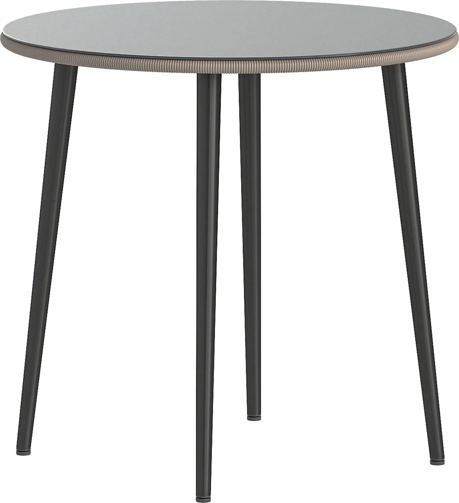 Outsunny Masă de luat masa pentru grădină cu blat din sticlă securizată cu margine din ratan cadru din oțel 80x80x74 cm gri | Aosom Romania