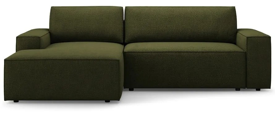 Colțar verde închis extensibil cu tapițerie din țesătură bouclé (cu colț pe partea stângă ) Jodie – Micadoni Home