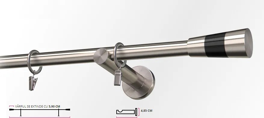 Galerie simpla PICIOR UNIVERSAL - VALEO -simpla /19 - INOX (Alege marime: 280 cm)