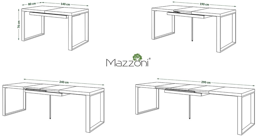 Mazzoni AVARI Alb Mat - MASĂ LOFT PENTRU LIVING/SUFRAGERIE EXTENSIBILĂ până LA 270 sau 290 cm!