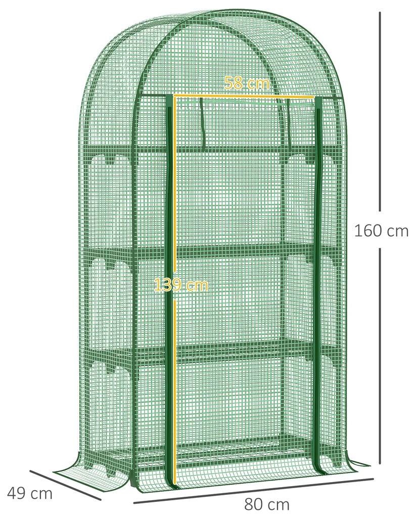 Outsunny sera de gradina, pentru plante, legume , fructe, protectia plantelor 80x49x160cm, verde | Aosom Romania