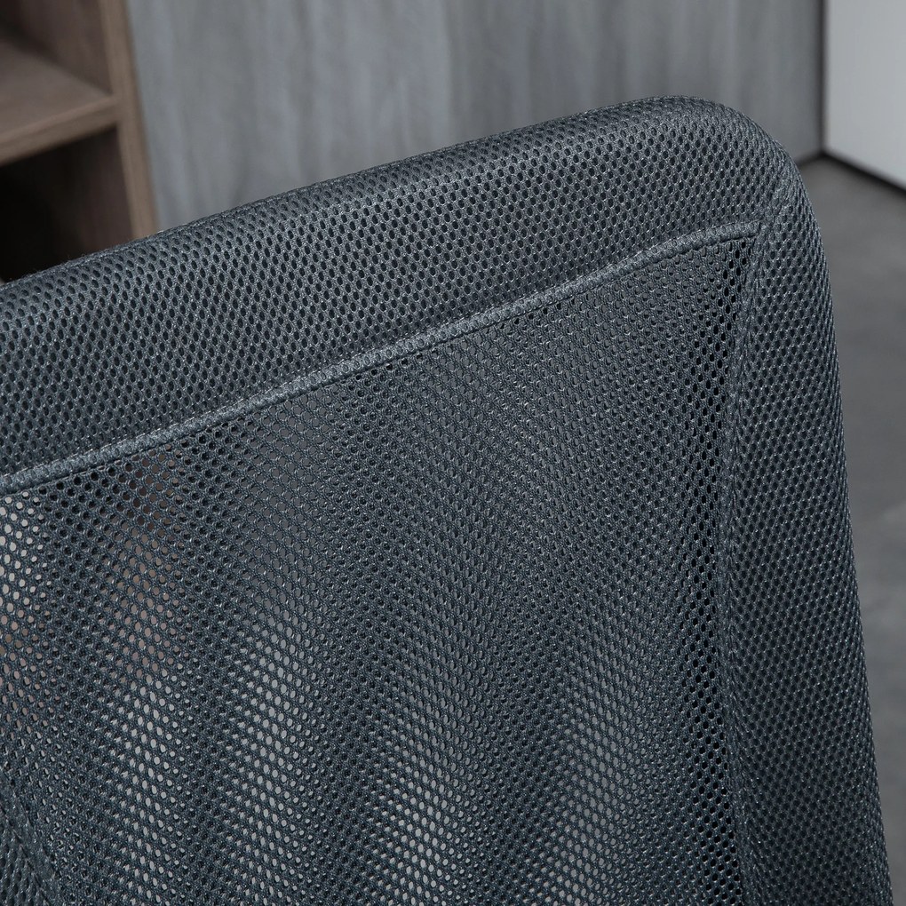 Vinsetto Scaun de birou ergonomic înălțime reglabilă picioare cromate pivotant 360° îmbrăcăminte plasă gri închis | Aosom Romania