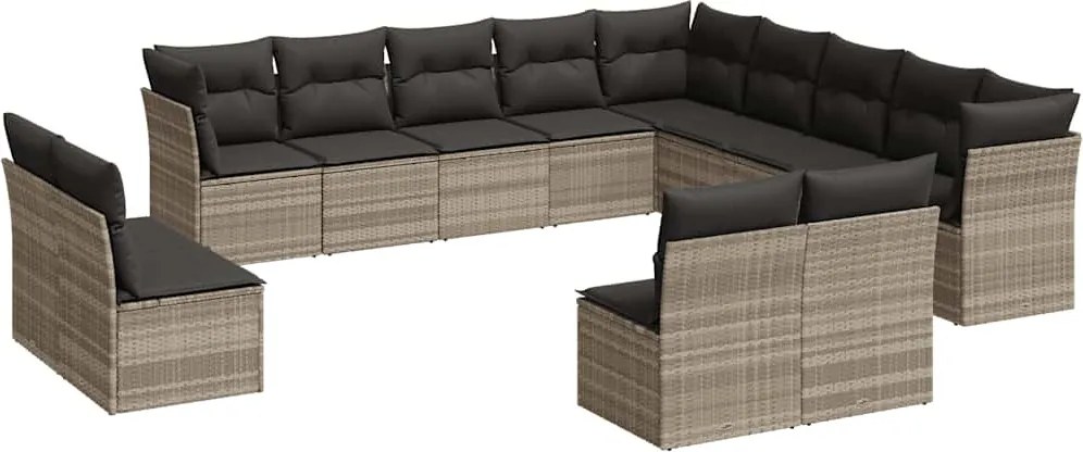 vidaXL Set canapele de grădină cu perne, 13piese gri deschis poliratan