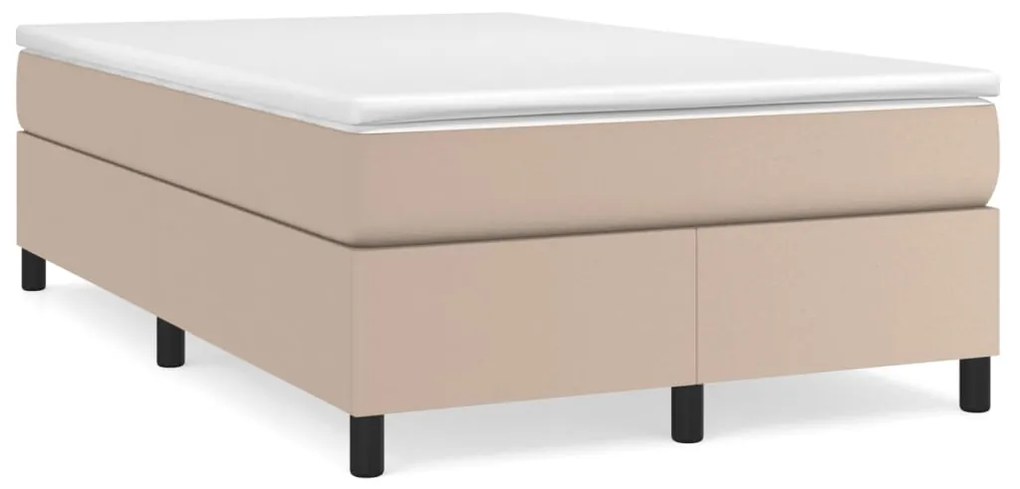 3144601 vidaXL Pat box spring cu saltea, cappuccino, 120x200cm piele ecologică