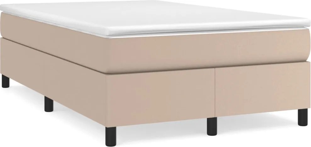 vidaXL Pat box spring cu saltea, cappuccino, 120x200cm piele ecologică
