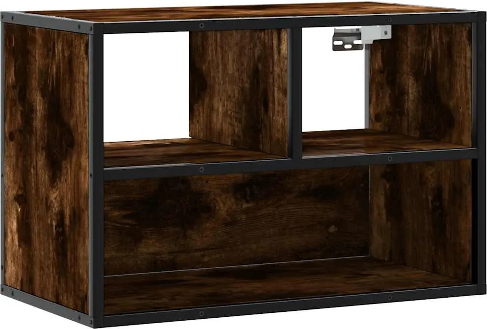 vidaXL Dulap TV stejar fumuriu, 60x31x39,5 cm, lemn prelucrat și metal