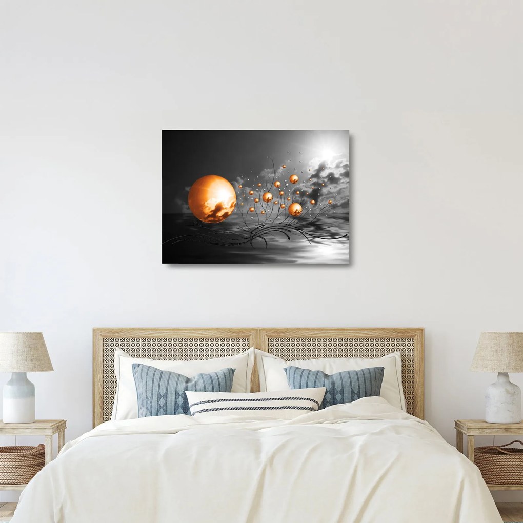 Tablou pe sticlă bilelor portocalii abstarcte (70x50 cm)