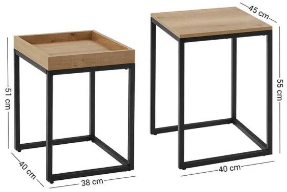 Set de 2 măsuțe laterale ELDUR maro/negru