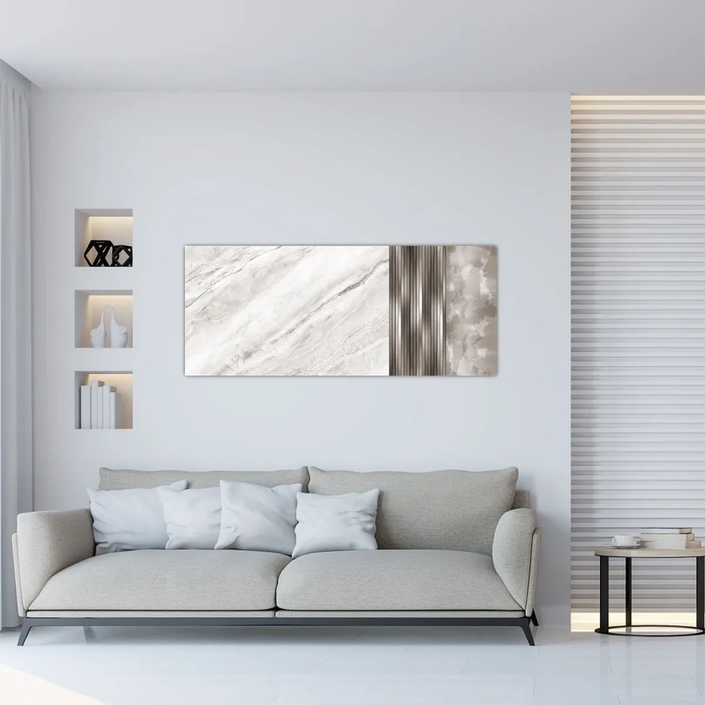 Tablou - Marmură cu linii argintii (120x50 cm)