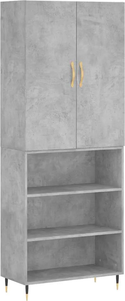 vidaXL Dulap înalt, gri beton, 69,5x34x180, lemn compozit