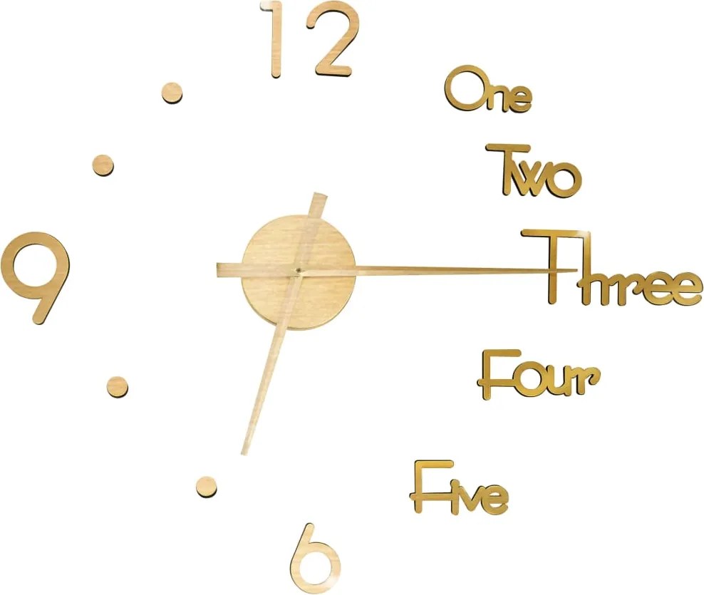 vidaXL Ceas de perete 3D, auriu, 100 cm, XXL, design modern