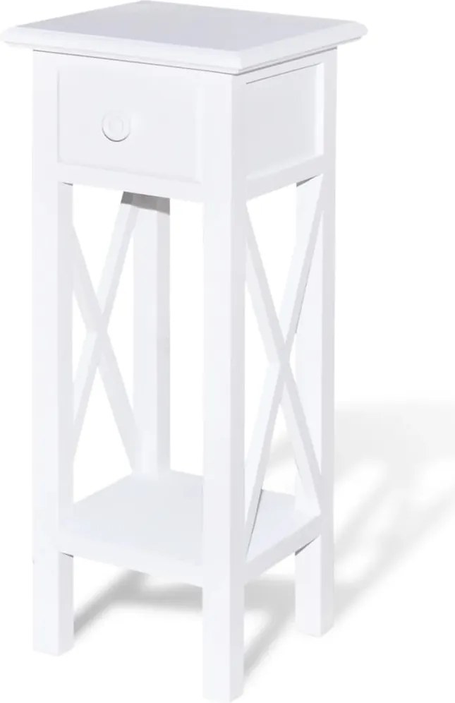 vidaXL Masă laterală cu sertar, alb