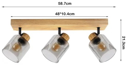 Brilagi - Aplica spot HYGGE 3xE14/15W/230V lemn/sticlă fumurie