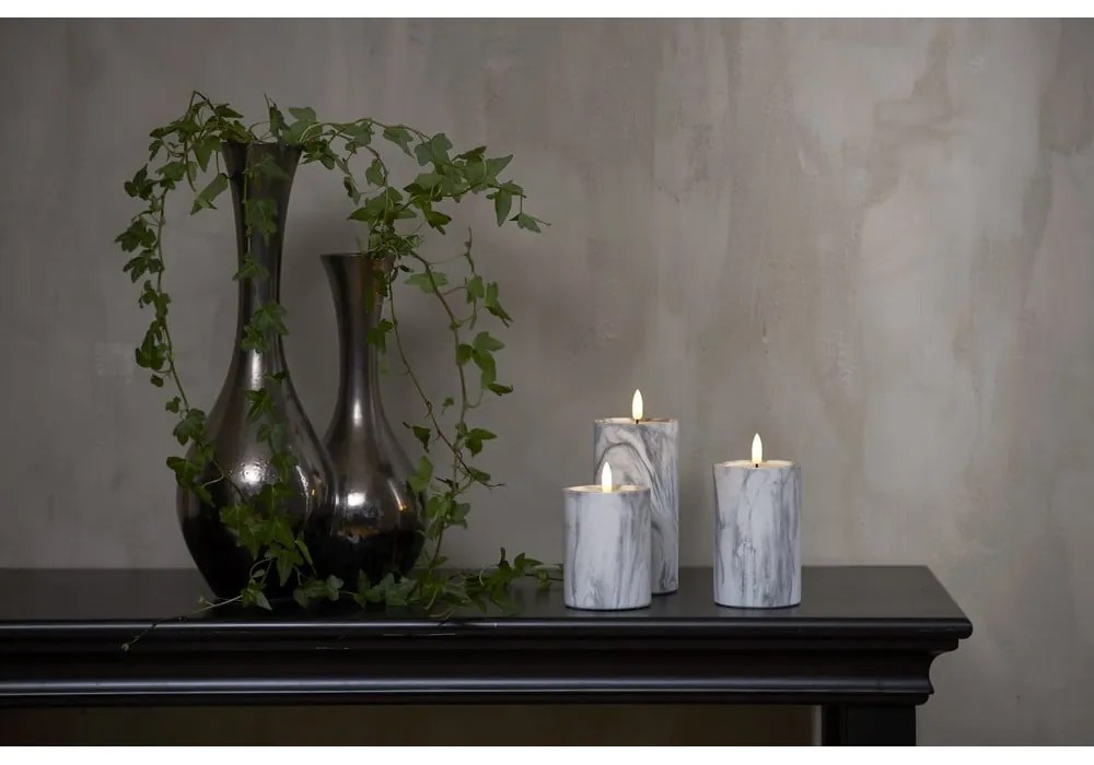 Lumânare cu LED din beton Star Trading Flamme Marble, înălțime 15 cm