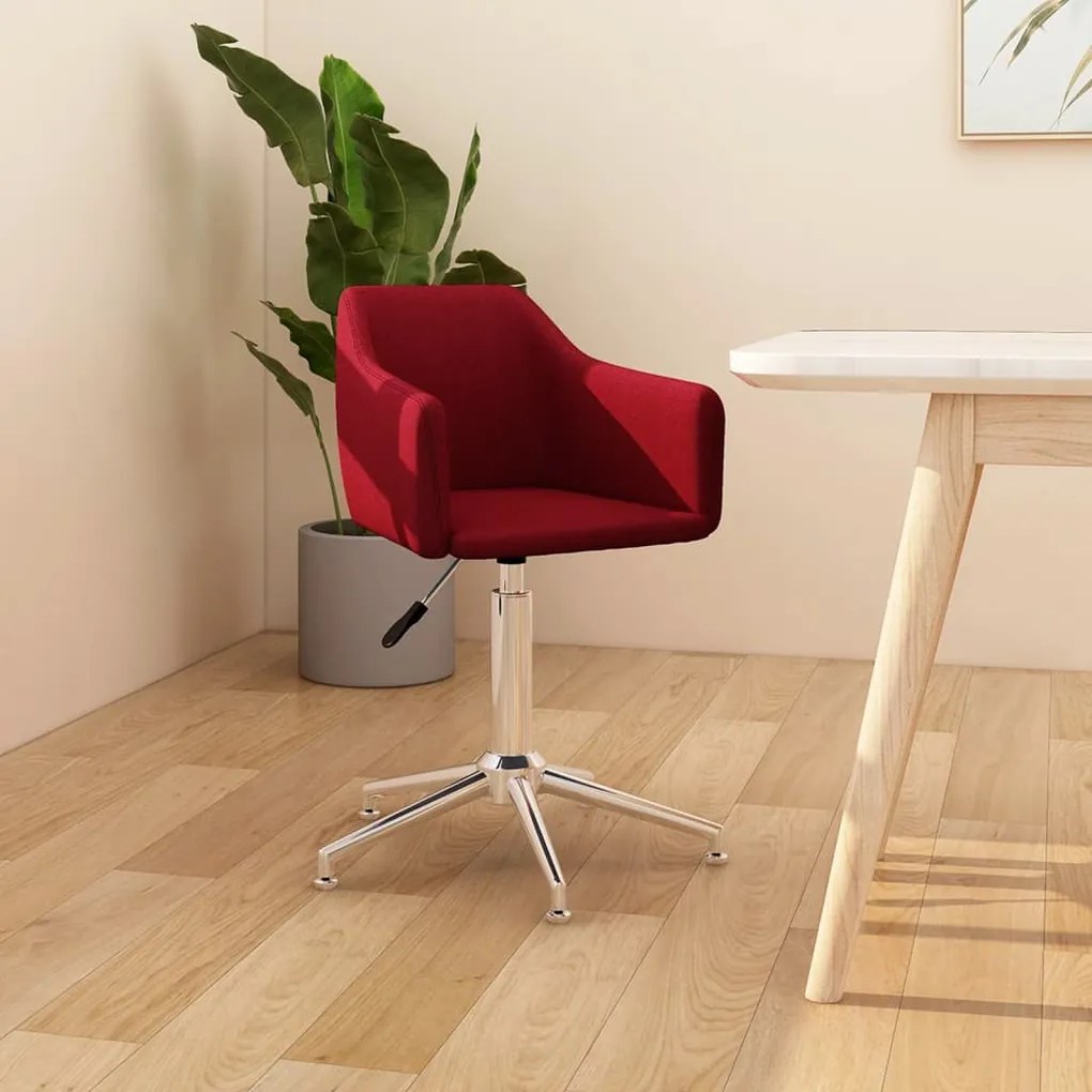 331194 vidaXL Scaun de bucătărie pivotant, roșu vin, material textil