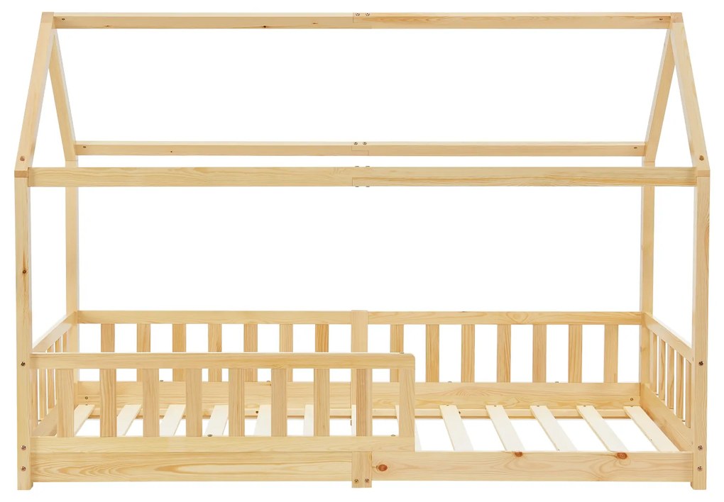 Pat copii Marli 90 x 200 cm cu grilaj cu lamele, natural