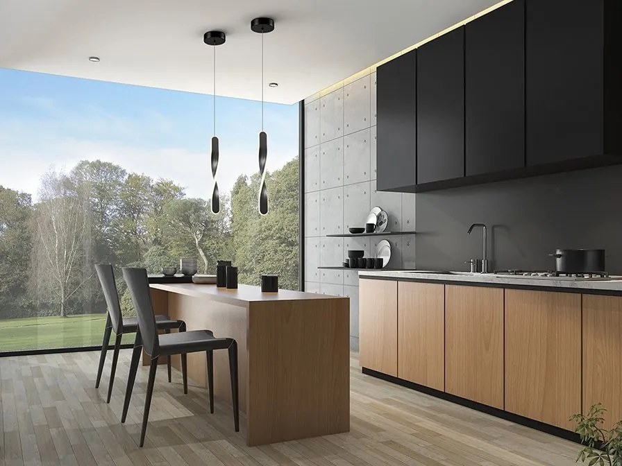 Lustra/Pendul LED design modern Twist negru
