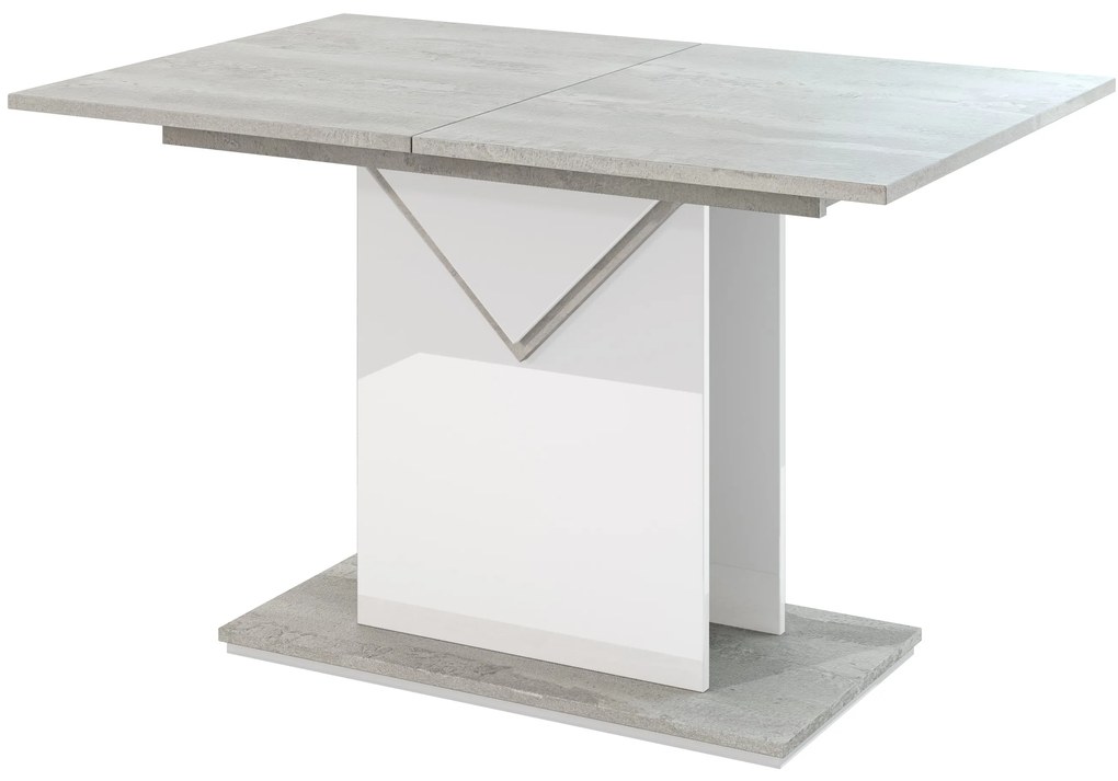 Masă de sufragerie Tonfir (gri deschis + alb lucios) (pentru 6 până la 8 persoane). 1055260