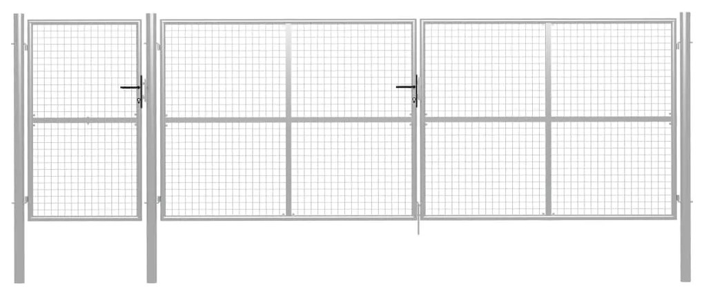 vidaXL Poartă de grădină din oțel 500x150 cm, argintie