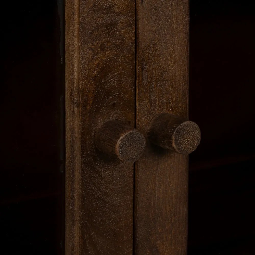 Vitrină maro din lemn de mango 180x87x35 cm Ravi – Ixia