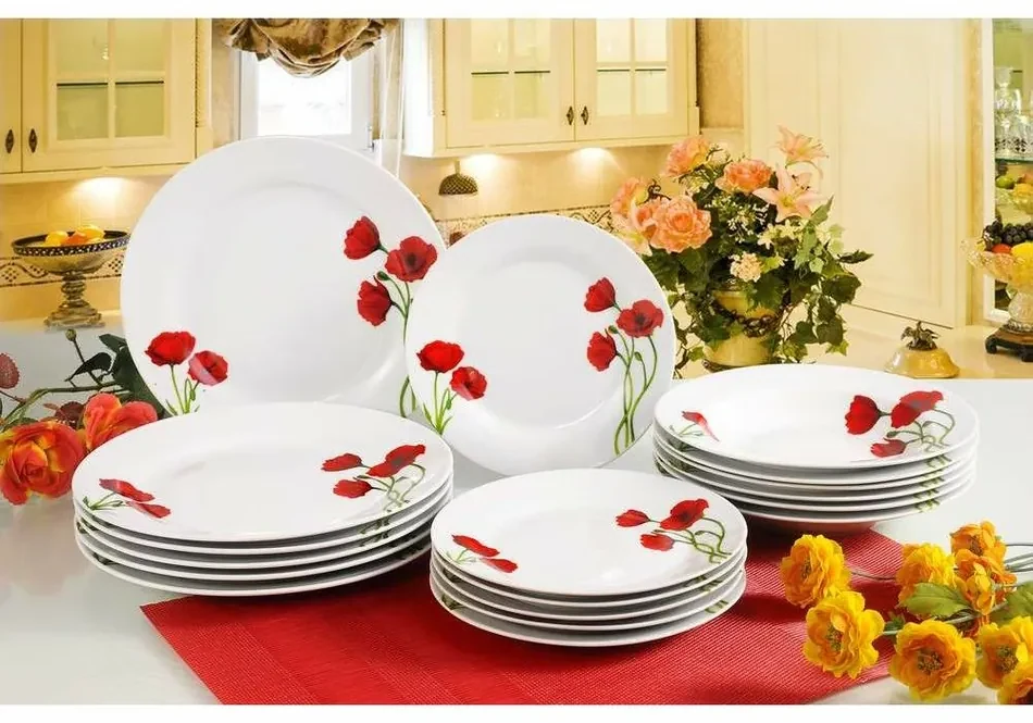 Set farfurii BANQUET Red Poppy 18 piese | BIANO