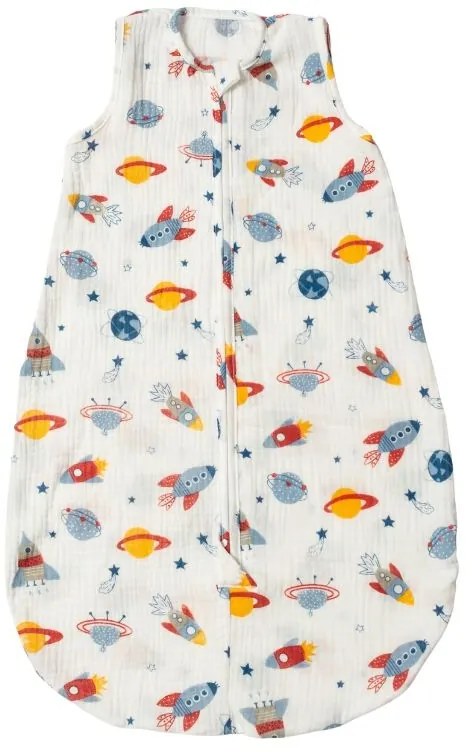 Sac de dormit de vara pentru copii din muselina dubla 0-6 luni Kidizi Space  bumbac 100%, 0.3 tog