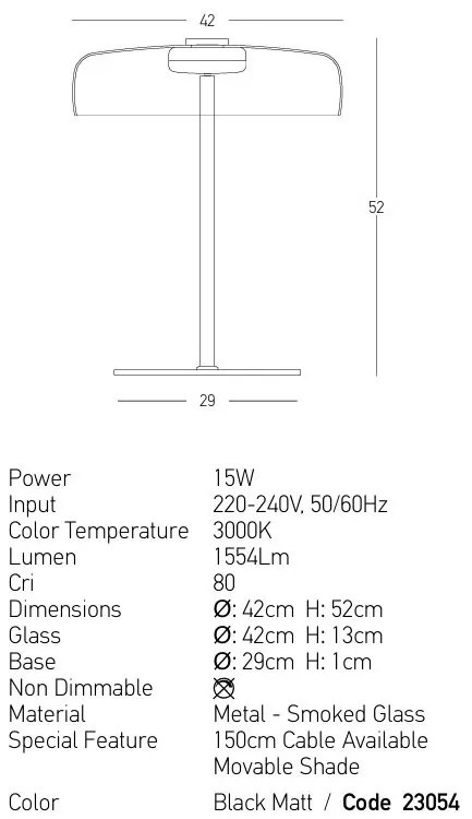 Veioza, Lampa de podea design modern LED DECO negru/ fumuriu